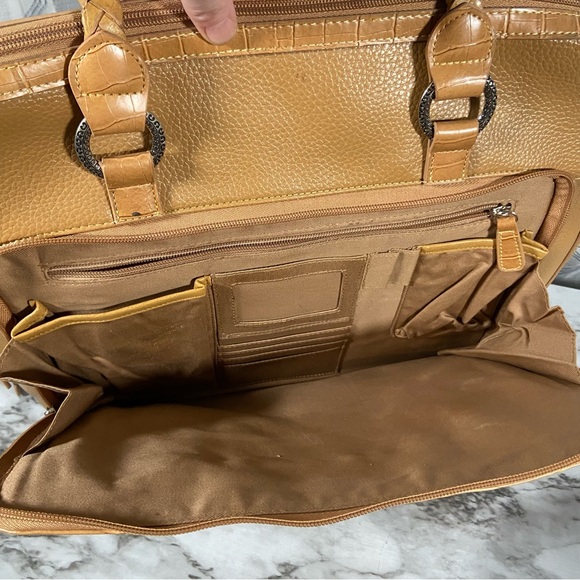 Vintage Coldwater Creek Embossed Embellished Shoulder Tote Purse Document Bag - Picture 12 of 15